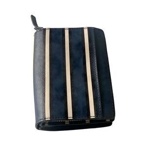 Kate Spade Cameron York Blue Stripe Large Slim Bifold Leather Wallet - Pre-Owned